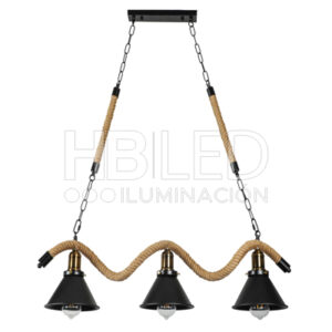 Lámpara Colgante Cáñamo Con Cadena Tres Luces E-27 (SKU:35675)