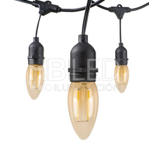 Guirnalda 10 Metros Con Ampolletas Vela Filamento 2w E-27 (SKU:35778-3)