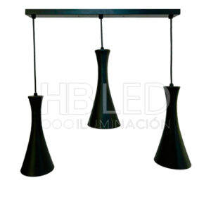 Lámpara Colgante Triple E-27 Diseño Moderno Negro (SKU:35933)