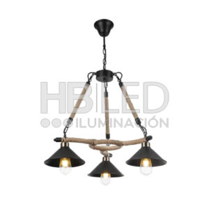 Lámpara Colgante Triple Cañamo Industrial Porta E-27 (SKU:36068)