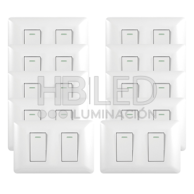 Pack 10 Interruptor Doble 9/24 10A 250V Blanco (SKU:36088-10) https://www.hbled.cl/wp-content/uploads/2024/10/36088-pack10.jpg