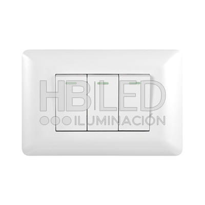 Pack 10 Interruptor Triple 9/12 10A 250V Blanco (SKU:36089-10) https://www.hbled.cl/wp-content/uploads/2024/10/36089-1.jpg