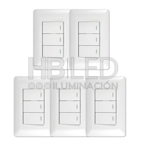 Pack 5 Interruptor Triple 9/12 10A 250V Blanco (SKU:36089-5)