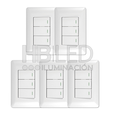 Pack 5 Interruptor Triple 9/12 10A 250V Blanco (SKU:36089-5) https://www.hbled.cl/wp-content/uploads/2024/10/36089-pack5.jpg