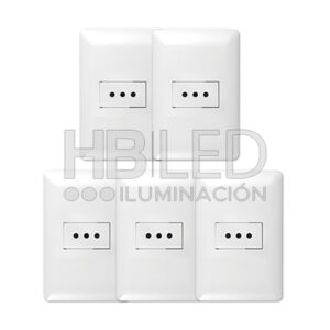 Pack 5 Tomacorriente Simple 10A 250V Blanco (SKU:36090-5)