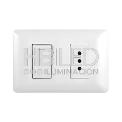 Pack 10 Tomacorriente Simple 10A 250V + Interruptor Simple 9/12 10A 250V Blanco (SKU:36093-10) https://www.hbled.cl/wp-content/uploads/2024/10/36093-1.jpg