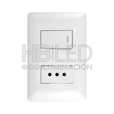 Pack 10 Tomacorriente Simple 10A 250V + Interruptor Simple 9/12 10A 250V Blanco (SKU:36093-10) https://www.hbled.cl/wp-content/uploads/2024/10/36093-2.jpg