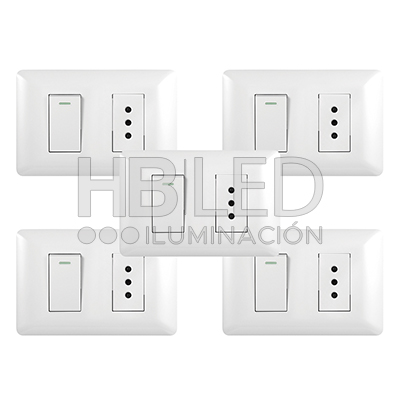 Pack 5 Tomacorriente Simple 10A 250V + Interruptor Simple 9/12 10A 250V Blanco https://www.hbled.cl/wp-content/uploads/2024/10/36093-pack5.jpg