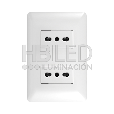 Pack 10 Tomacorriente Doble 10/16A 250V Blanco (SKU:36097-10) https://www.hbled.cl/wp-content/uploads/2024/10/36096-2.jpg