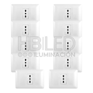Pack 10 Tomacorriente Simple 10/16A 250V Blanco (SKU:36096-10)