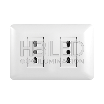 Pack 10 Tomacorriente Doble 10/16A 250V Blanco (SKU:36097-10) https://www.hbled.cl/wp-content/uploads/2024/10/36097-1.jpg