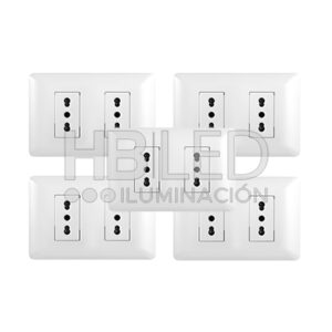 Pack 5 Tomacorriente Doble 10/16A 250V Blanco (SKU:36097-5)