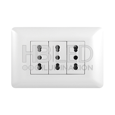 Pack 5 Tomacorriente Triple 10/16A 250V Blanco (SKU:36098-5) https://www.hbled.cl/wp-content/uploads/2024/10/36098-1.jpg