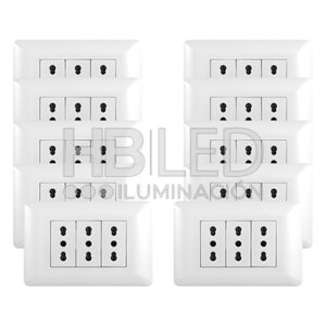 Pack 10 Tomacorriente Triple 10/16A 250V Blanco (SKU:36098-10)