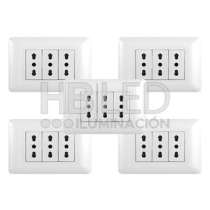 Pack 5 Tomacorriente Triple 10/16A 250V Blanco (SKU:36098-5)