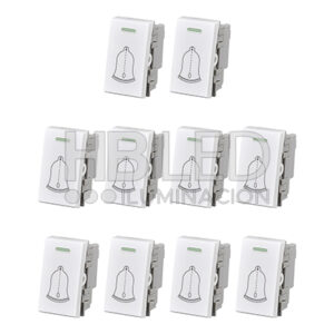 Pack 10 Módulo Interruptor Pulsador 10A 250V Diseño Campana Blanco (SKU:36105-10)