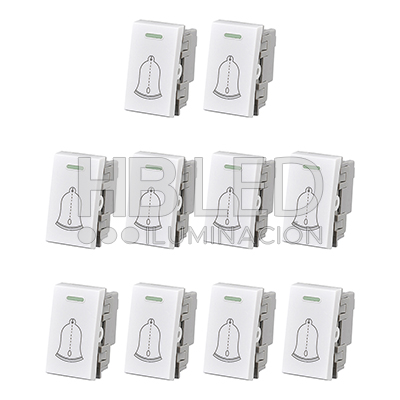 Pack 10 Módulo Interruptor Pulsador 10A 250V Diseño Campana Blanco (SKU:36105-10) https://www.hbled.cl/wp-content/uploads/2024/10/36105-pack10.jpg