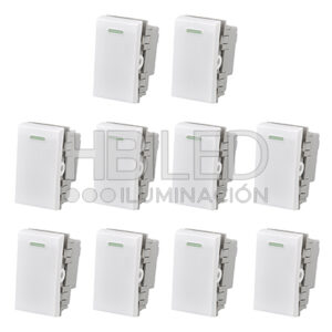 Pack 10 Módulo Interruptor 9/12 10A 250V Blanco (SKU:36106-10)
