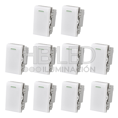 Pack 10 Módulo Interruptor 9/12 10A 250V Blanco (SKU:36106-10) https://www.hbled.cl/wp-content/uploads/2024/10/36106-pack10.jpg