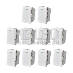 Pack 10 Módulo Interruptor 9/24 10A 250V Diseño Simple Blanco (SKU:36107-10)