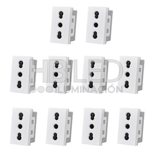 Pack 10 Módulo Tomacorriente 10/16A 250V Blanco (SKU:36109-10)