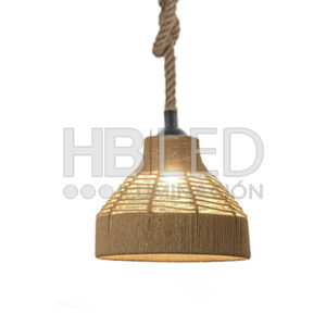 Lámpara Colgante E-27 Diseño Campana Cáñamo