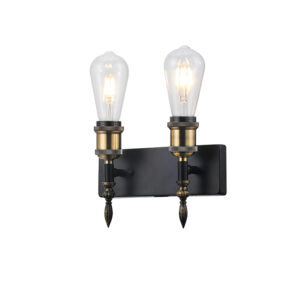 Aplique Doble Soquete Vintage Dorado Porta E-27 Incluye Ampolletas (SKU:36266-C)