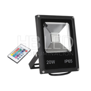 Foco Proyector de Área LED 20W RGB Con Control Remoto (SKU:C8143)