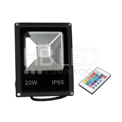 Foco Proyector de Área LED 20W RGB Con Control Remoto (SKU:C8143) https://www.hbled.cl/wp-content/uploads/2024/10/Foco-RGB-20W-2.jpg