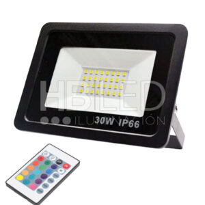 Foco Proyector de Área LED 30W RGB Con Control Remoto (SKU:C8094)