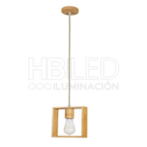 Lámpara Colgante de Madera Decorativa Cuadrada E-27 (SKU:35761)