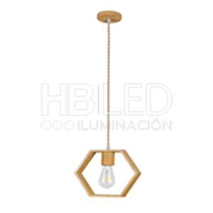 Lámpara Colgante de Madera Decorativa Hexagonal E-27 (SKU:70380278)