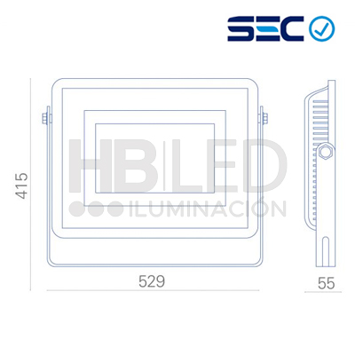 Foco Proyector De Área LED Telco Flat Pro 500W (SKU:30600500) https://www.hbled.cl/wp-content/uploads/2024/10/Proyector-Telco-Pro-LED-500W-3.jpg