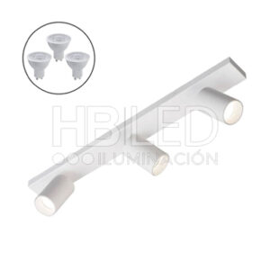 Foco Spotlight Blanco 3x Con Ampolleta 5,5W GU-10 M (SKU:3002336PGC-3002336PGF)