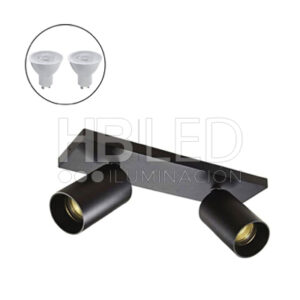Foco Spotlight Negro 2x Con Ampolleta 5,5W GU-10 M (SKU:3002435AGC-3002435AGF)