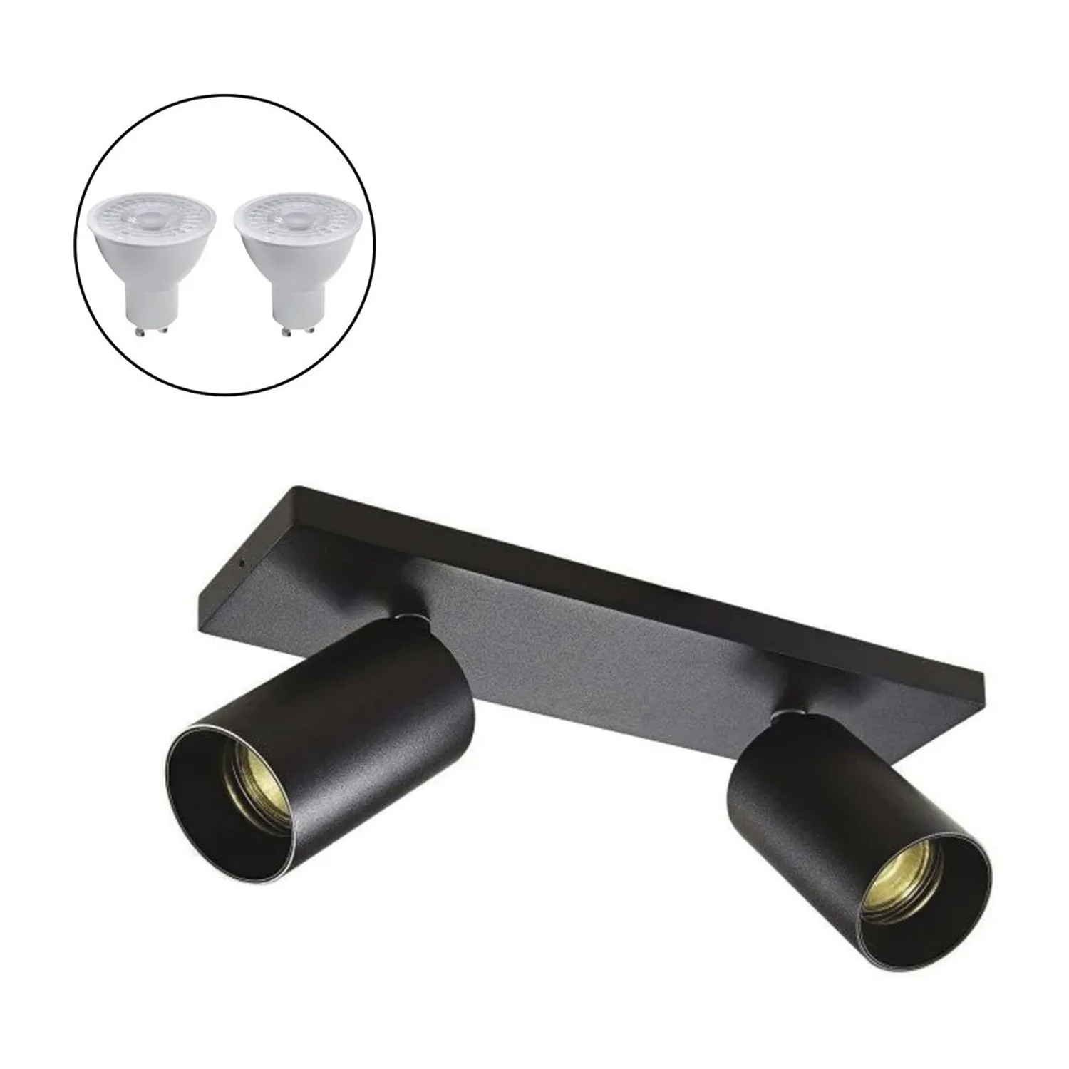 Foco Spotlight Negro 2x Con Ampolleta 5,5W GU-10 M https://www.hbled.cl/wp-content/uploads/2025/04/3002435-3002335-1.jpg