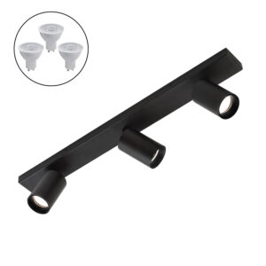 Foco Spotlight Negro 3x Con Ampolleta 5,5W GU-10 M