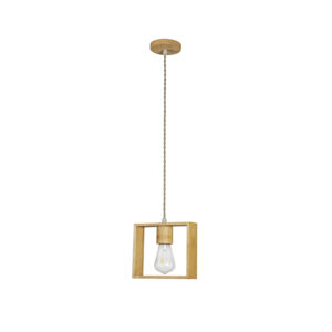 Lámpara Colgante de Madera Decorativa Cuadrada E-27