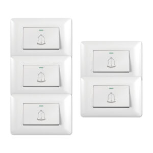 Pack 5 Timbre Interruptor Pulsador Simple 10A 250V Diseño Campana Blanco