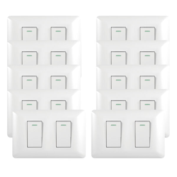 Pack 10 Interruptor Doble 9/24 10A 250V Blanco