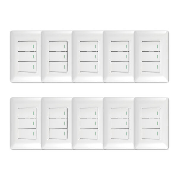 Pack 10 Interruptor Triple 9/12 10A 250V Blanco
