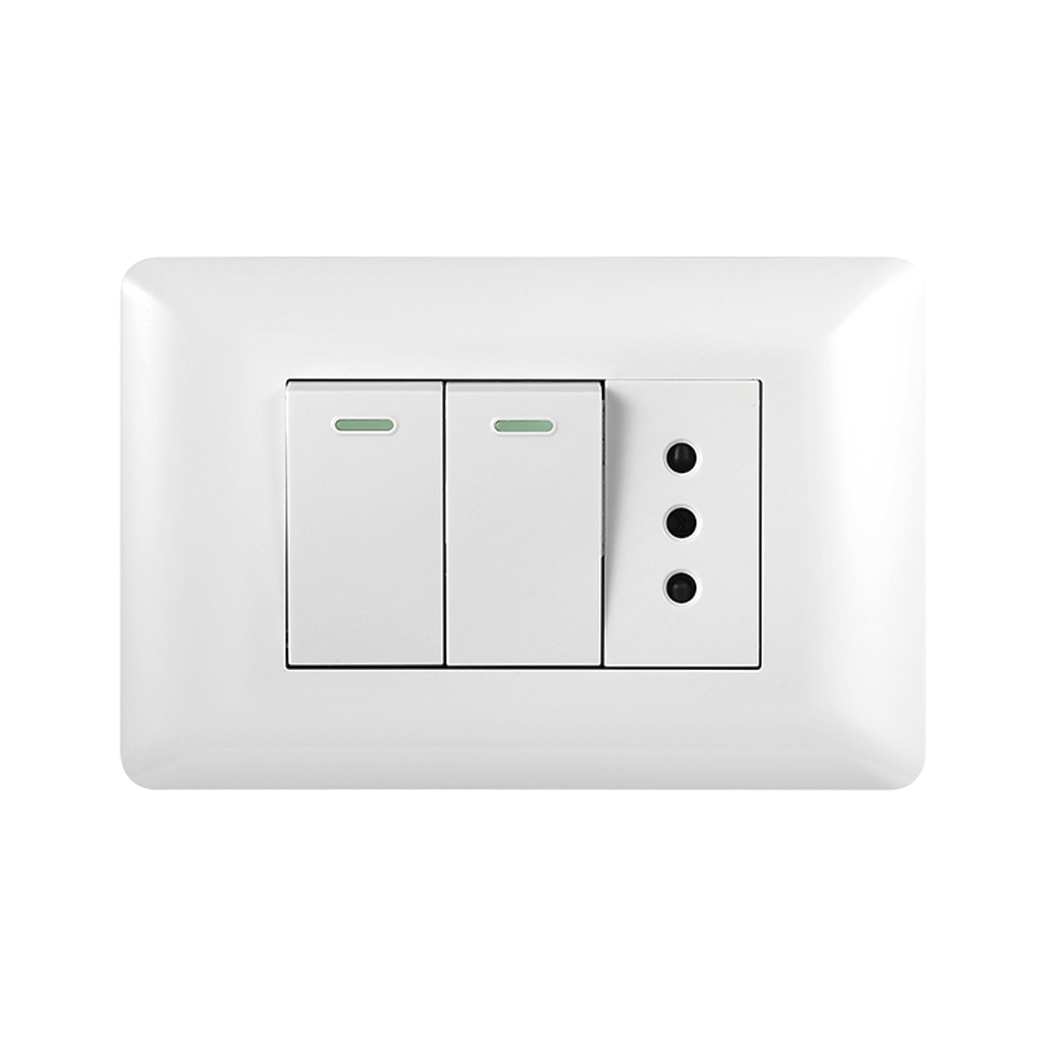 Pack 5 Tomacorriente Simple 10A 250V + Interruptor Doble 9/12 10A 250V Blanco https://www.hbled.cl/wp-content/uploads/2025/04/36094-1-1.jpg