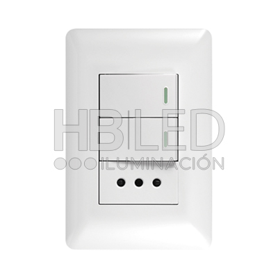 Pack 10 Tomacorriente Simple 10A 250V + Interruptor Doble 9/12 10A 250V Blanco (SKU:36094-10) https://www.hbled.cl/wp-content/uploads/2025/04/36094-2.jpg