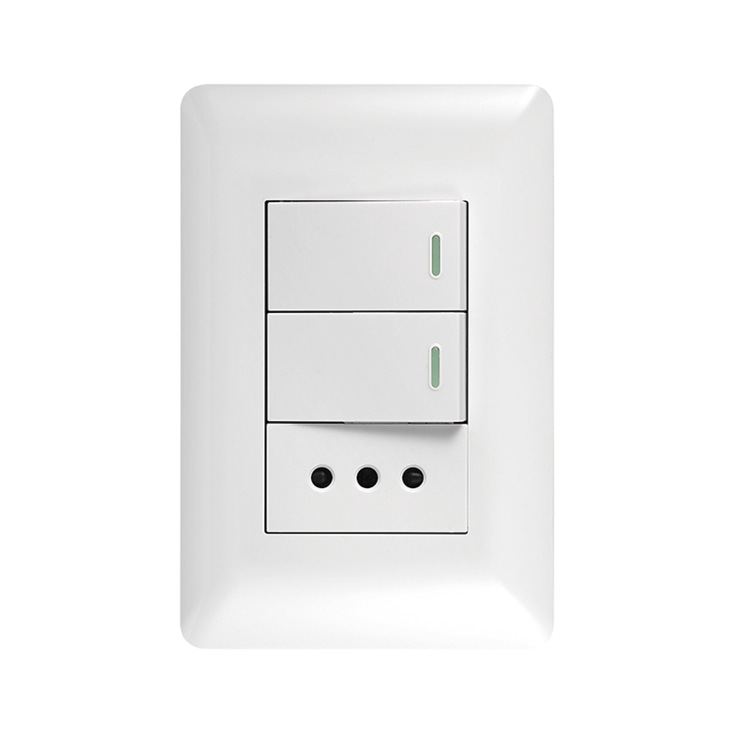 Pack 5 Tomacorriente Simple 10A 250V + Interruptor Doble 9/12 10A 250V Blanco https://www.hbled.cl/wp-content/uploads/2025/04/36094-21.jpg