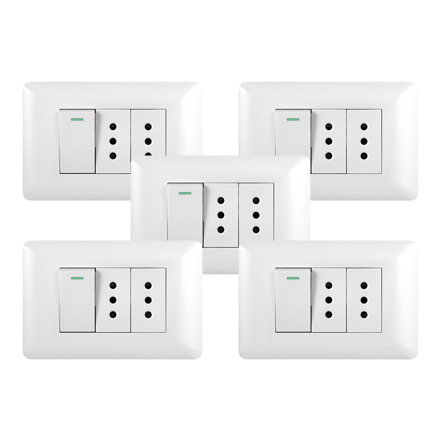 Pack 5 Tomacorriente Doble 10A 250V + Interruptor Simple 9/12 10A 250V Blanco https://www.hbled.cl/wp-content/uploads/2025/04/36095x5.jpg