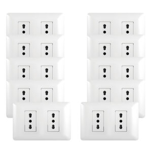 Pack 10 Tomacorriente Doble 10/16A 250V Blanco (SKU:36097-10)