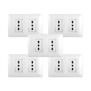 Pack 5 Tomacorriente Doble 10/16A 250V Blanco