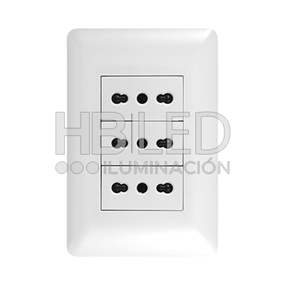 Pack 5 Tomacorriente Triple 10/16A 250V Blanco (SKU:36098-5) https://www.hbled.cl/wp-content/uploads/2025/04/36098-2.jpg