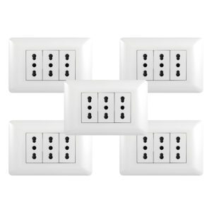 Pack 5 Tomacorriente Triple 10/16A 250V Blanco