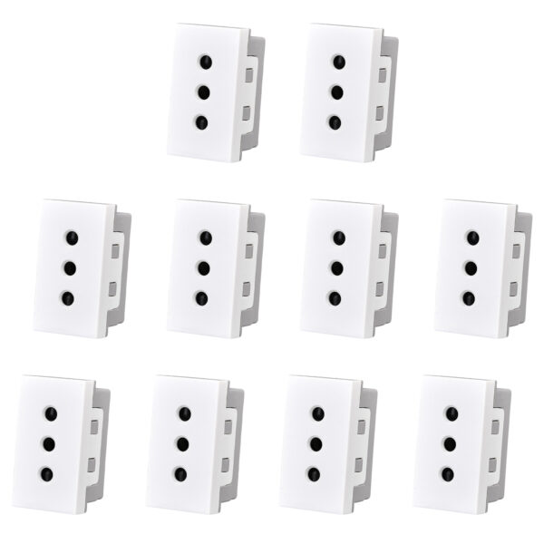 Pack 10 Módulo Tomacorriente 10A 250V Blanco